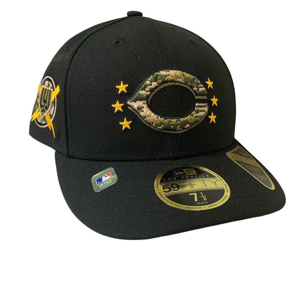 New Era Cincinnati Reds 59FIFTY Armed Forces Day Low Profile Black Hat Cap 7 1/2